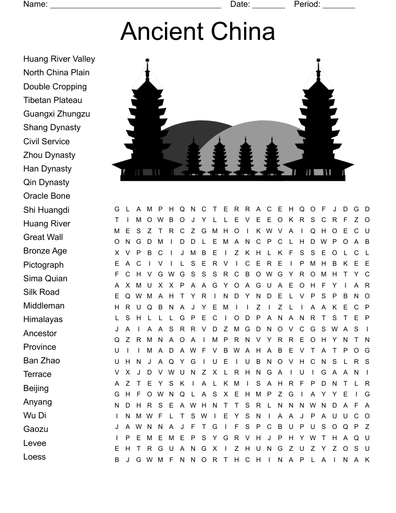 Ancient China Word Search