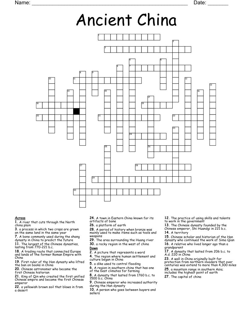 Ancient China Crossword