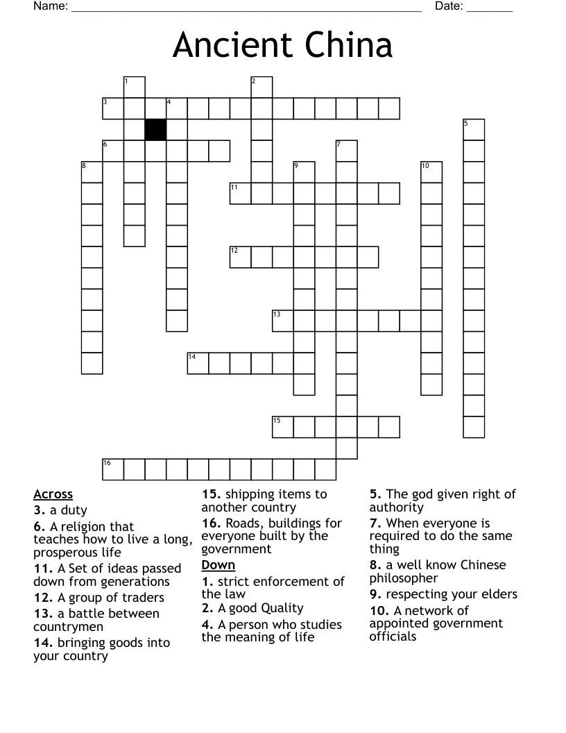 Ancient China Crossword