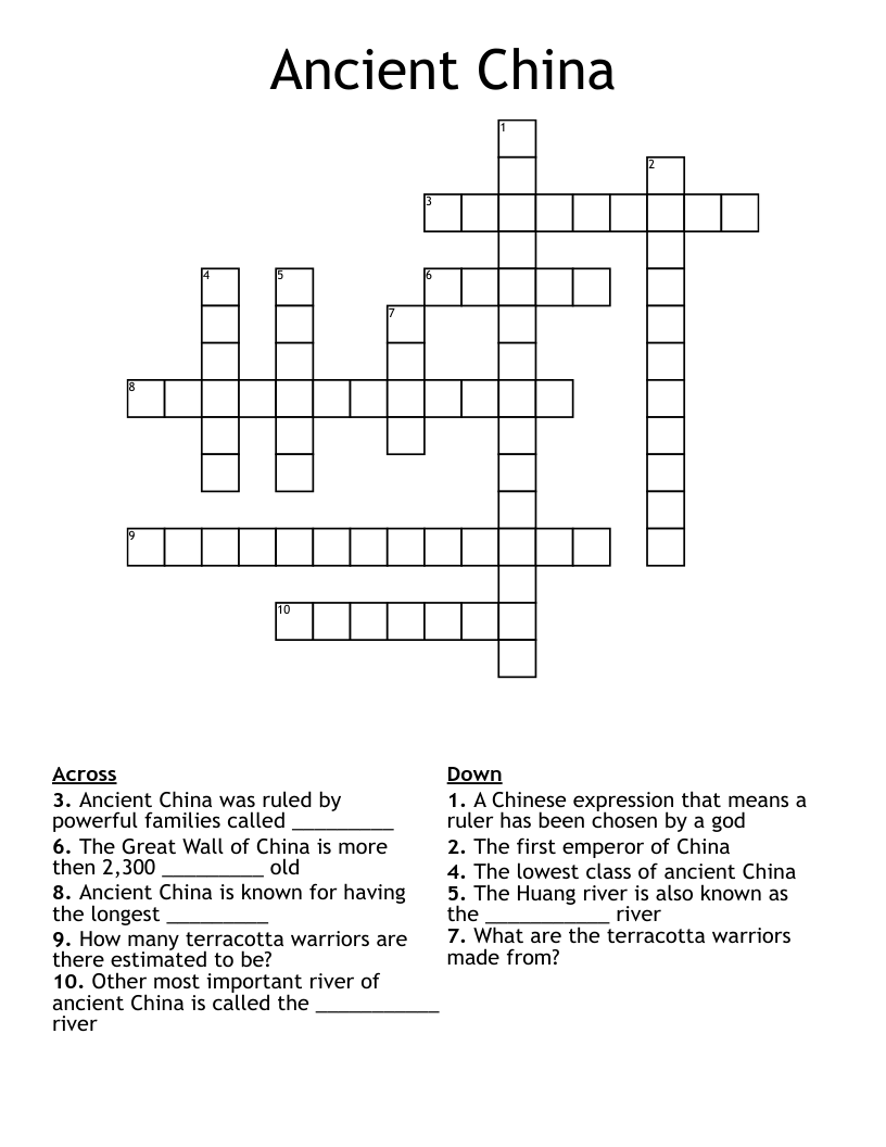 Ancient China Crossword