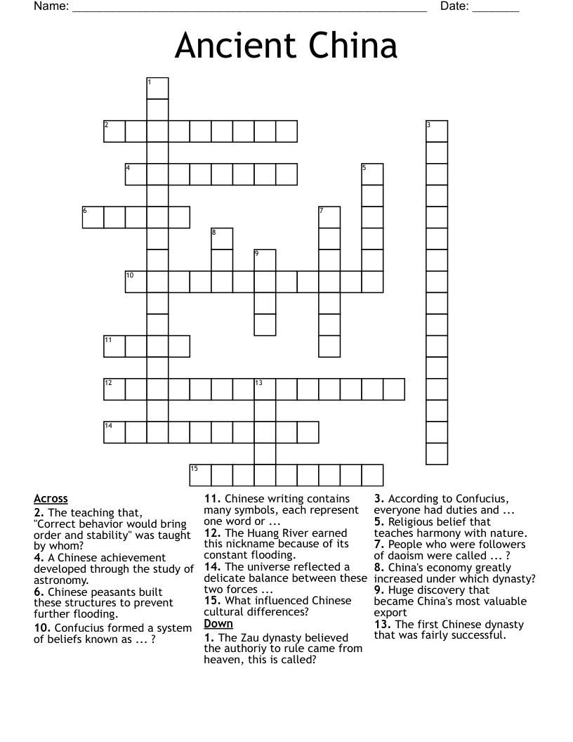 Ancient China Crossword