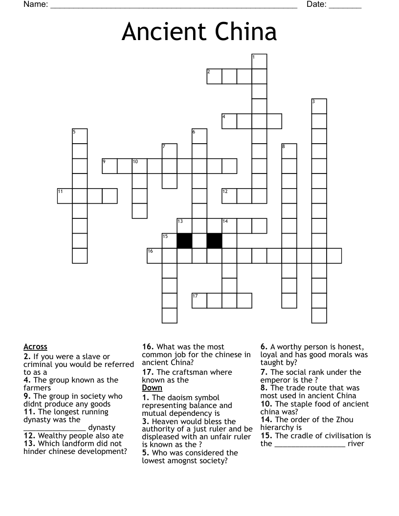 Ancient China Crossword