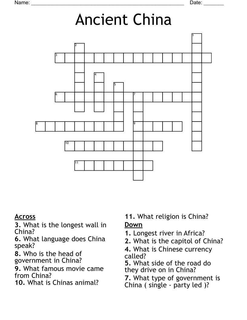 Ancient China Crossword