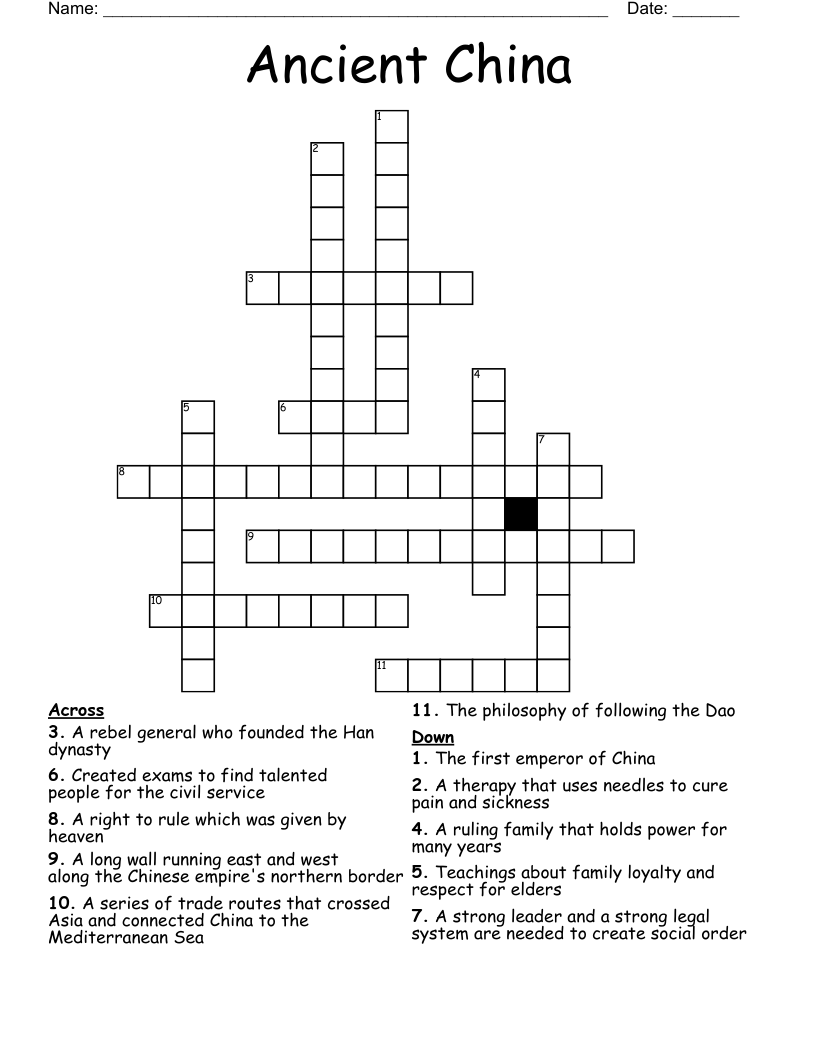 Ancient China Crossword