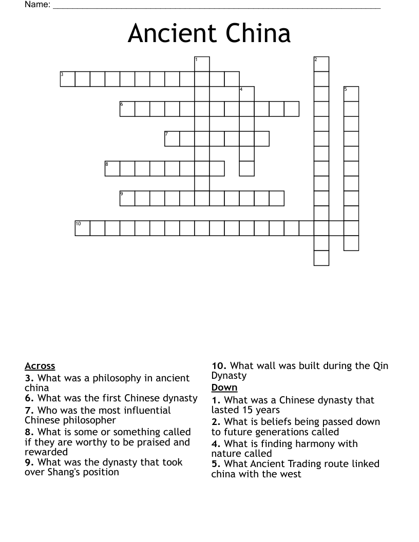 Ancient China Crossword