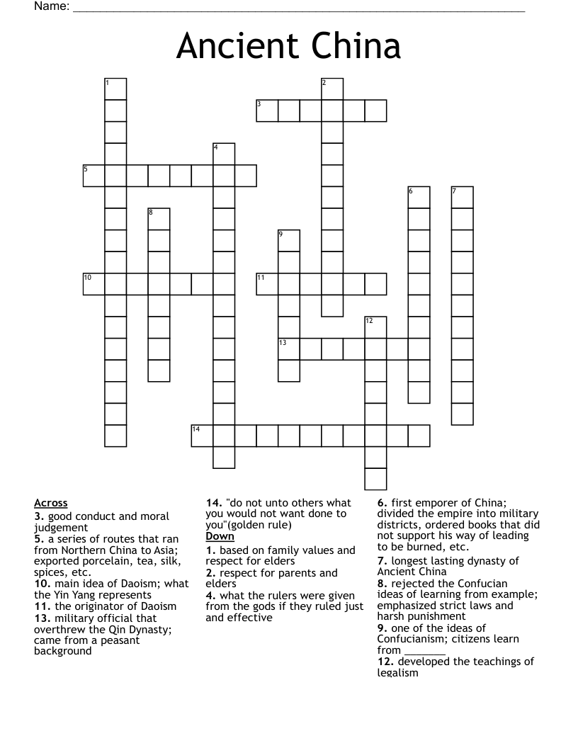 Ancient China Crossword