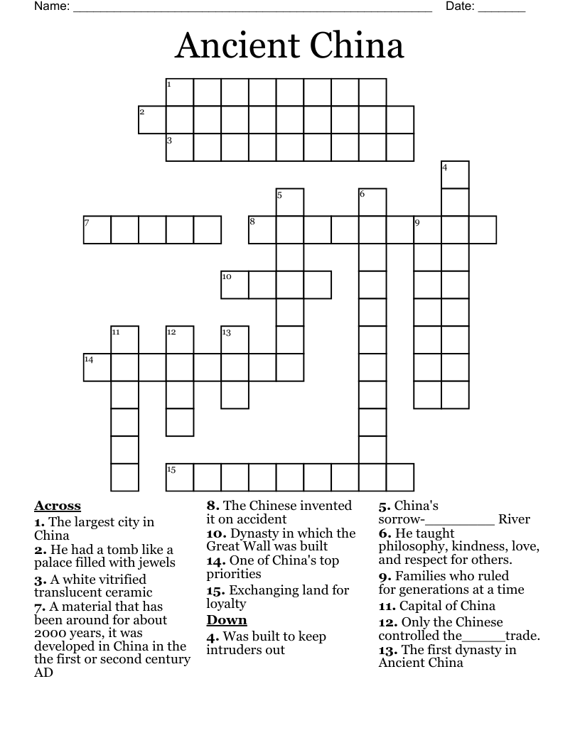 Ancient China Crossword
