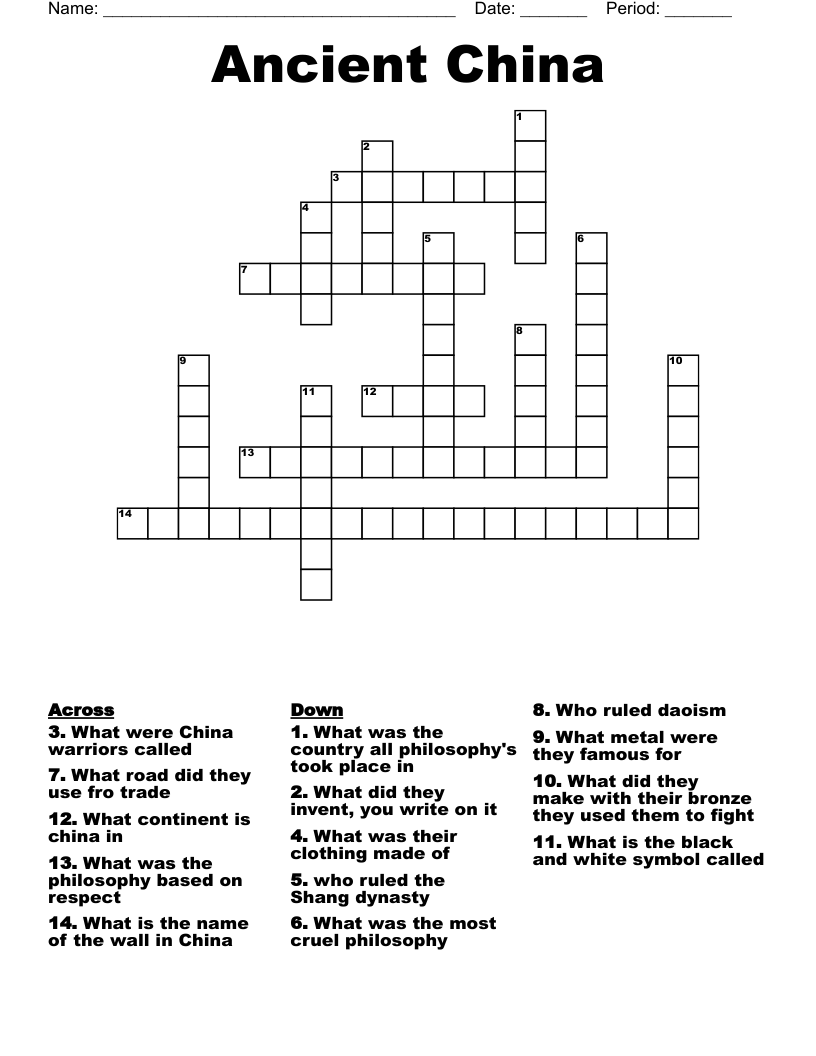 Ancient China Crossword
