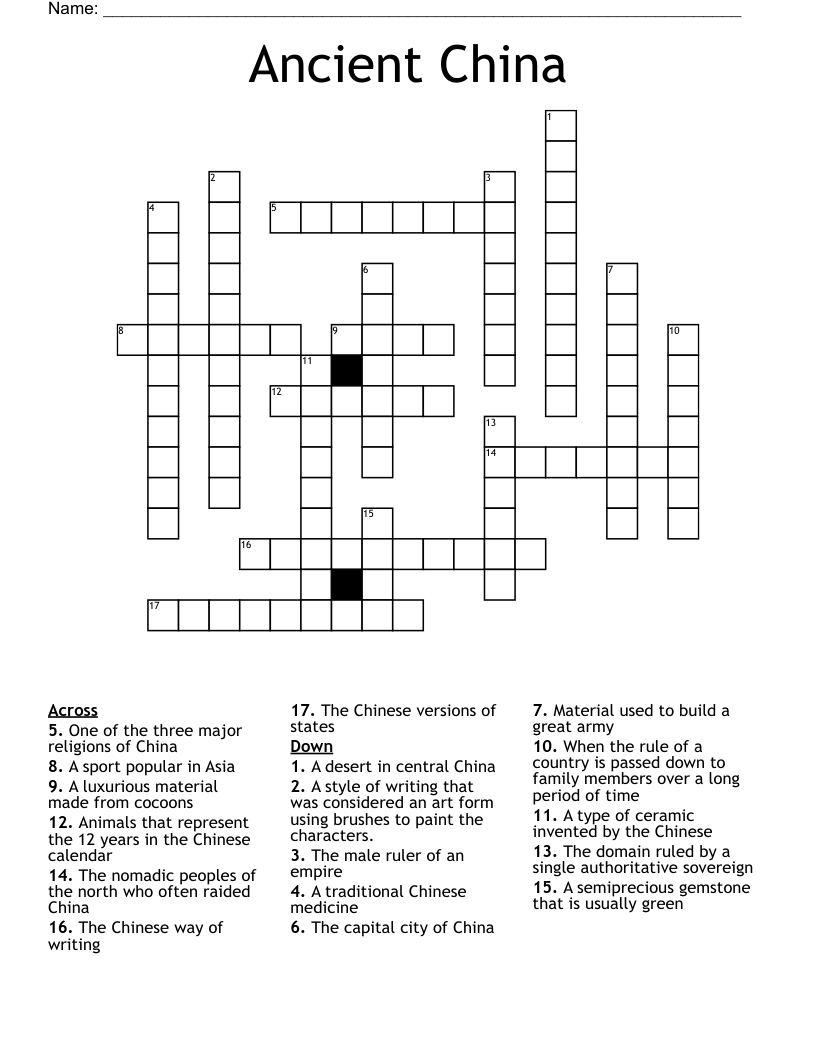Ancient China Crossword