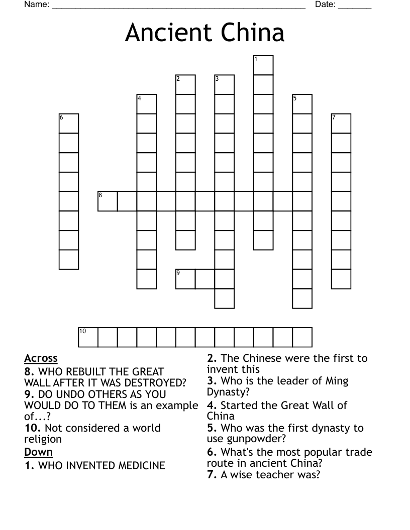 Ancient China Crossword