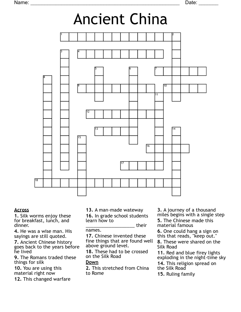 Ancient China Crossword