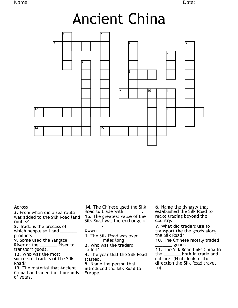 Ancient China Crossword