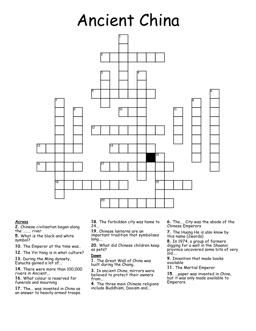 Ancient China Crossword