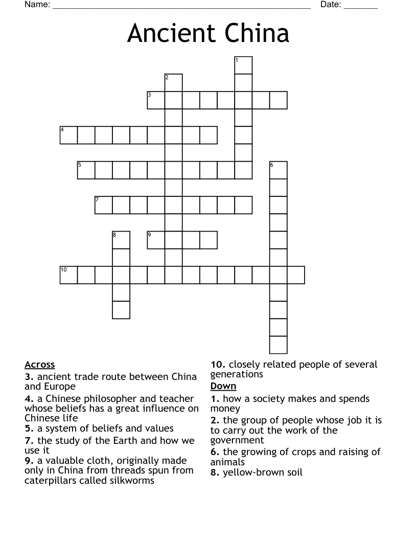 Ancient China Crossword