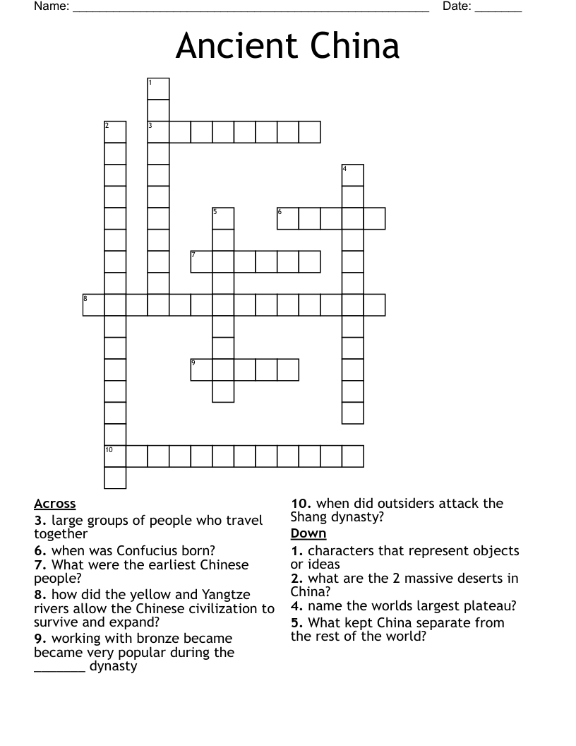 Ancient China Crossword