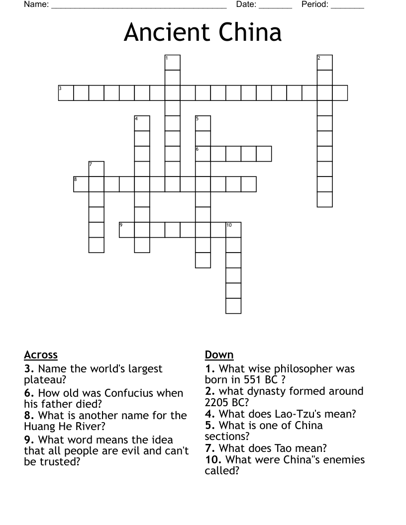 Ancient China Crossword