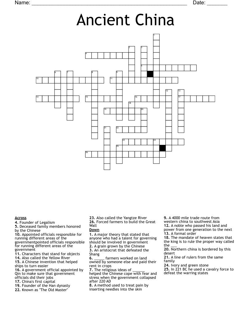 Ancient China Crossword