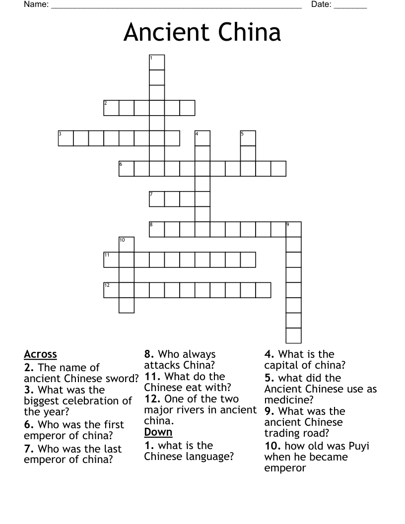 Ancient China Crossword
