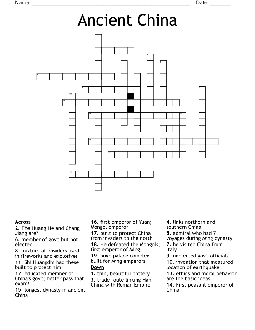 Ancient China Crossword