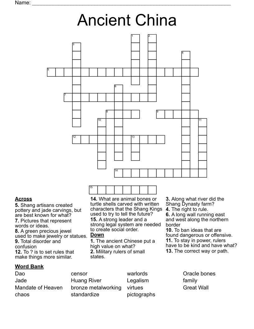 Ancient China Crossword