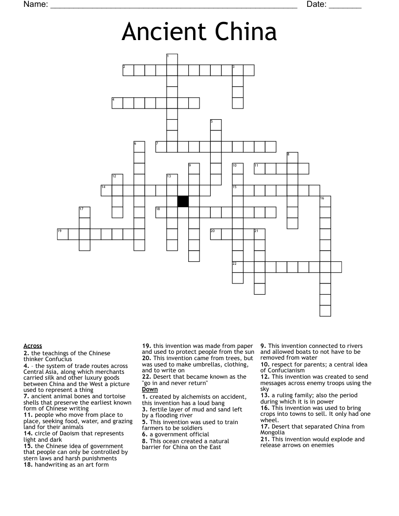 Ancient China Crossword