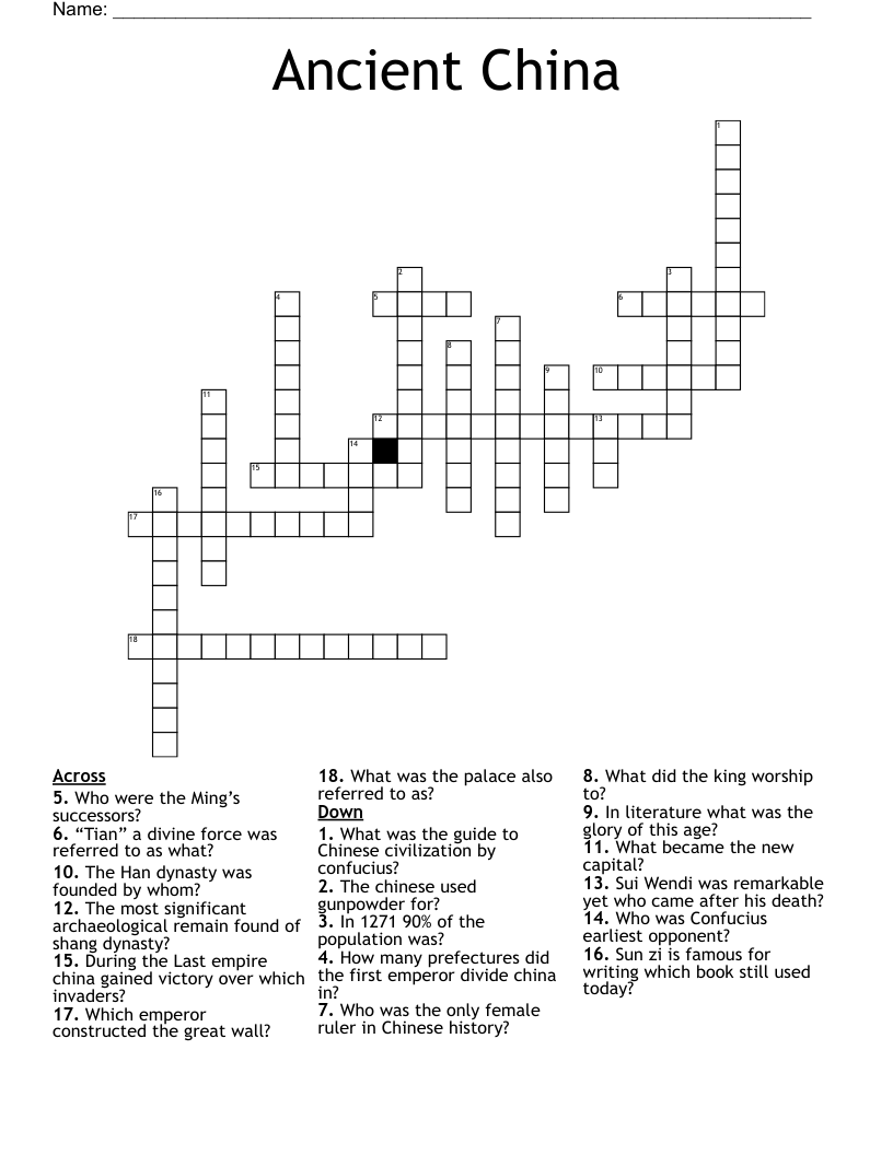 Ancient China Crossword