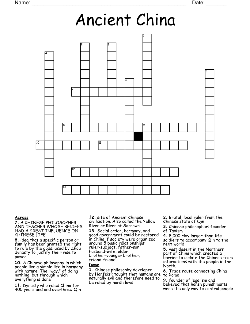 Ancient China Crossword