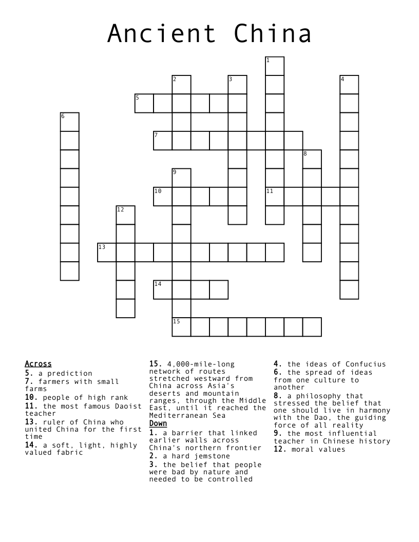Ancient China Crossword