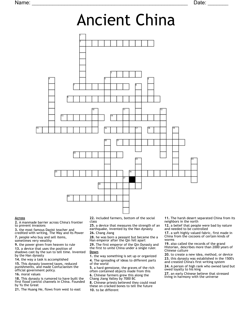 Ancient China Crossword