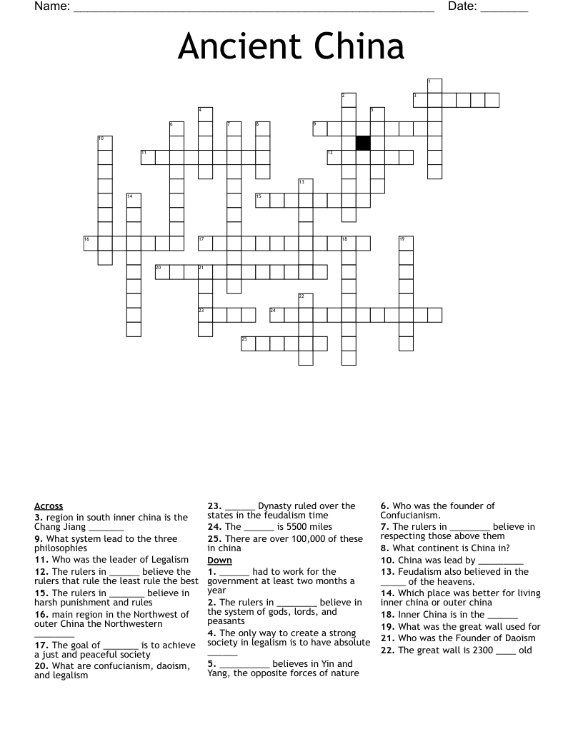 Ancient China Crossword