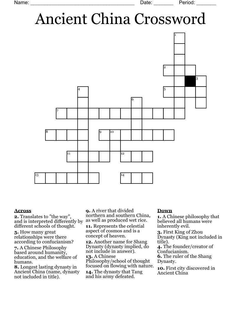 Ancient China Crossword