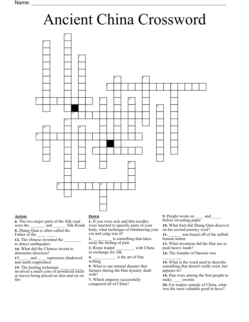 Ancient China Crossword