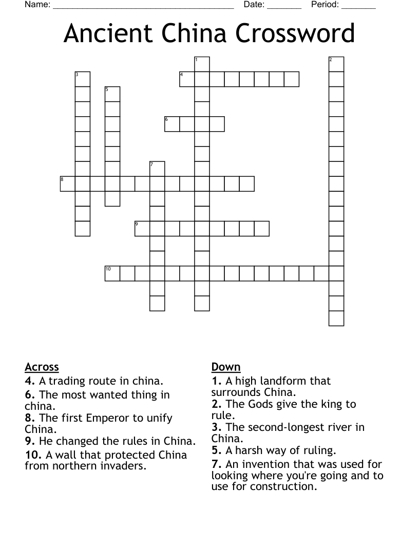 Ancient China Crossword 