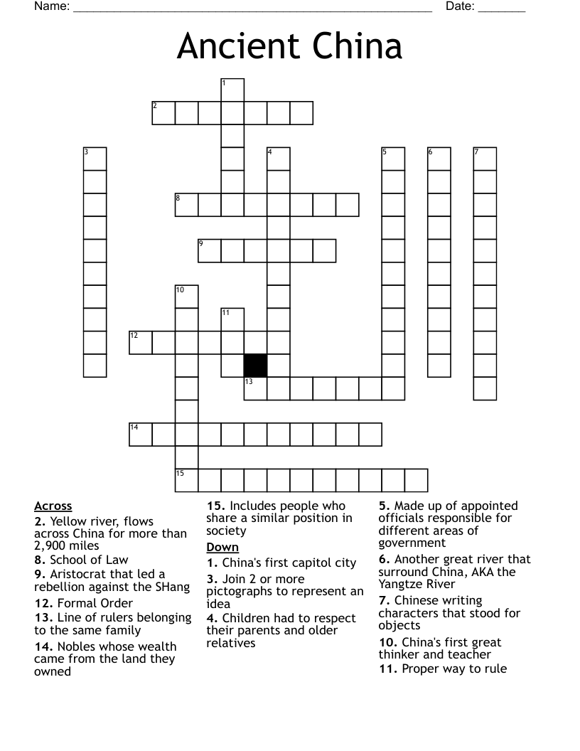 Ancient China  Crossword
