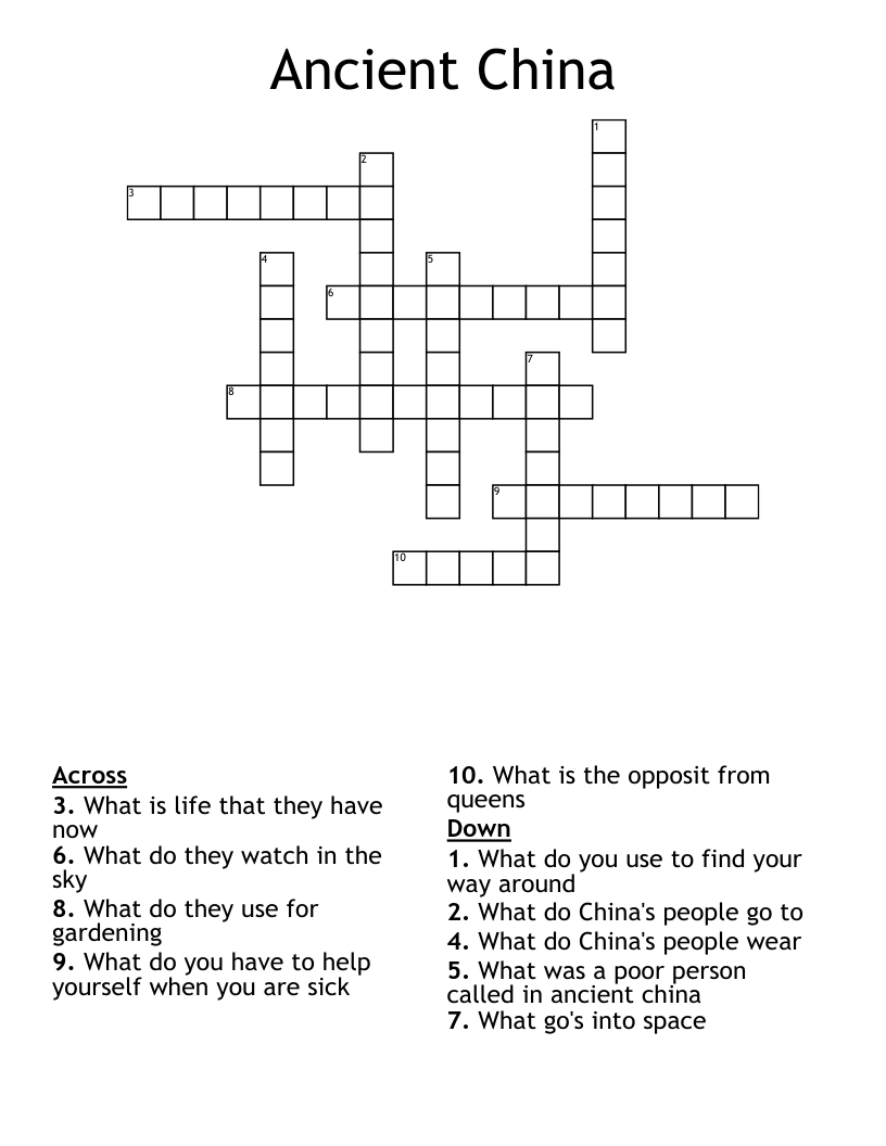 Ancient China  Crossword