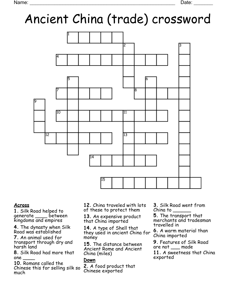 Ancient China (trade) crossword