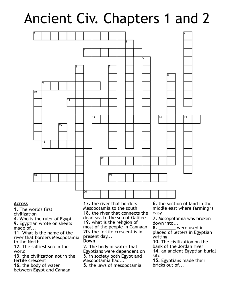 Ancient Civ. Chapters 1 and 2 Crossword