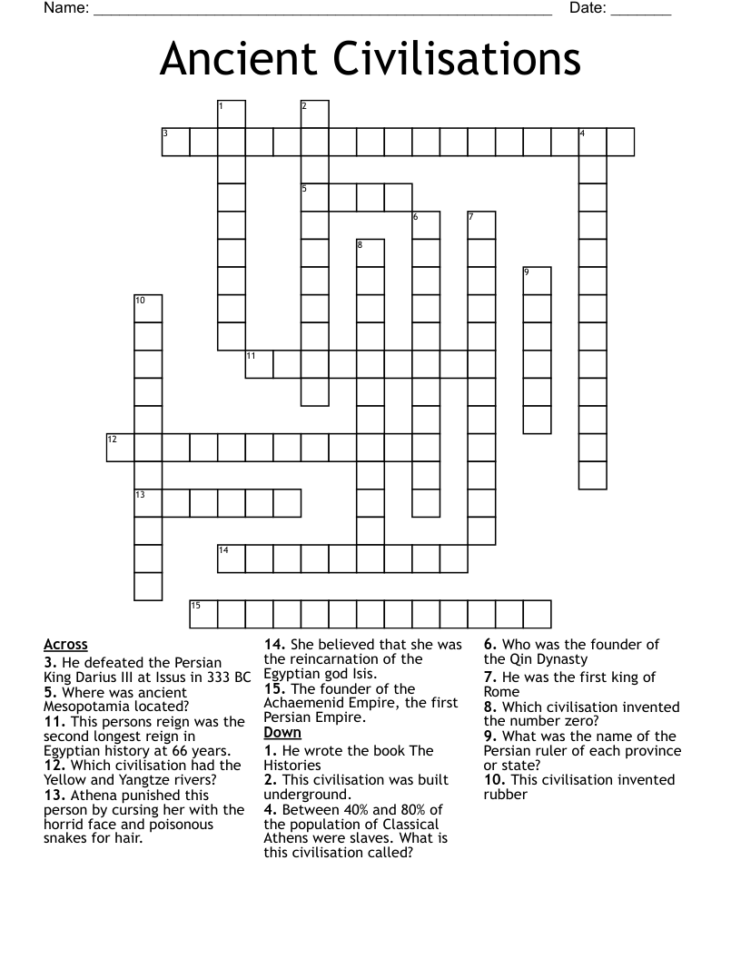 Ancient Civilisations Crossword