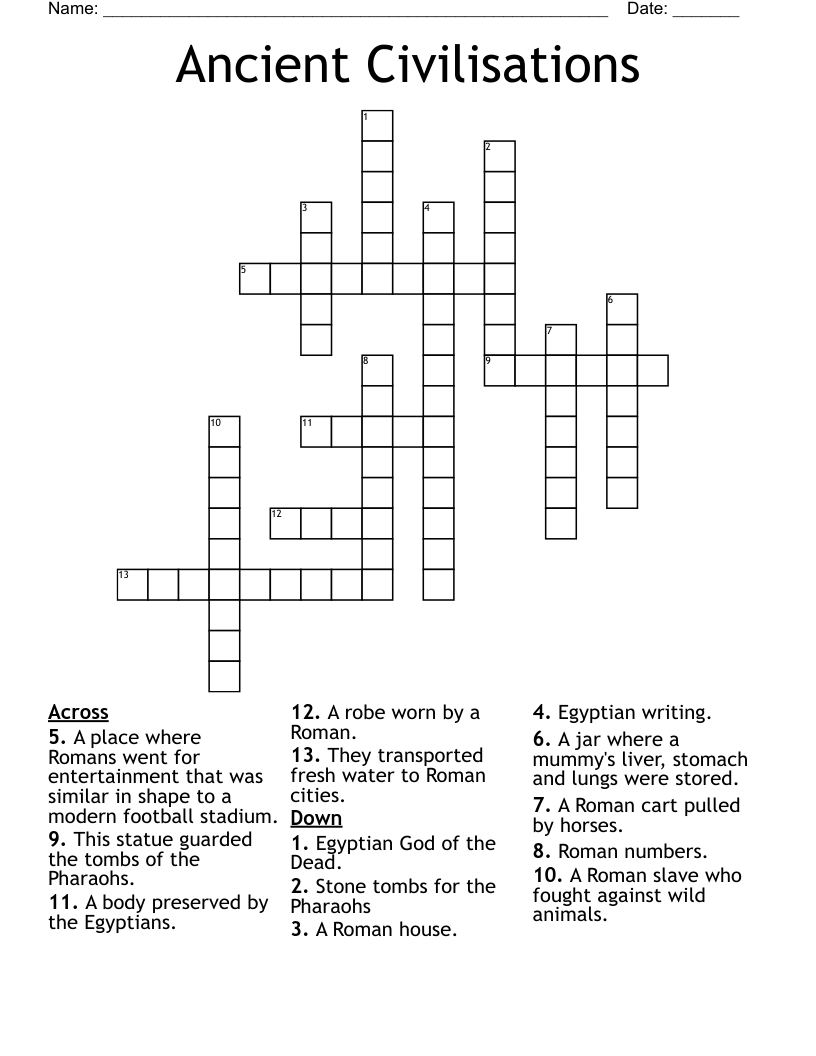 Ancient Civilisations Crossword