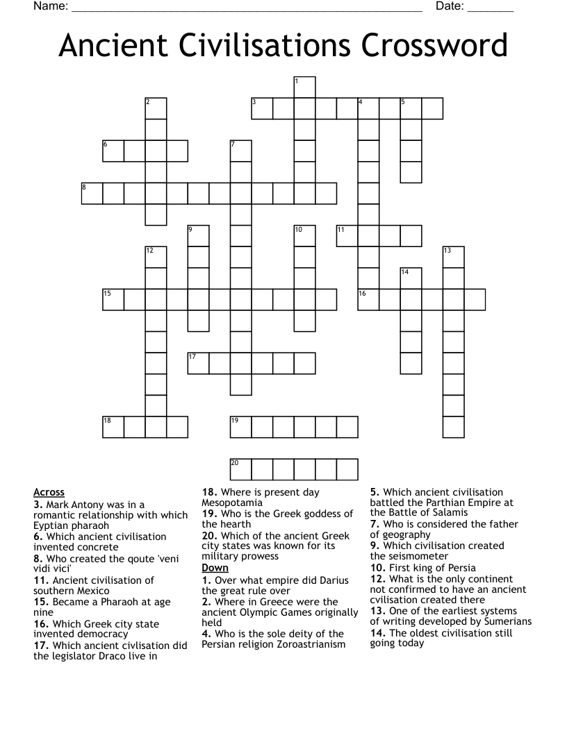 Ancient Civilisations Crossword