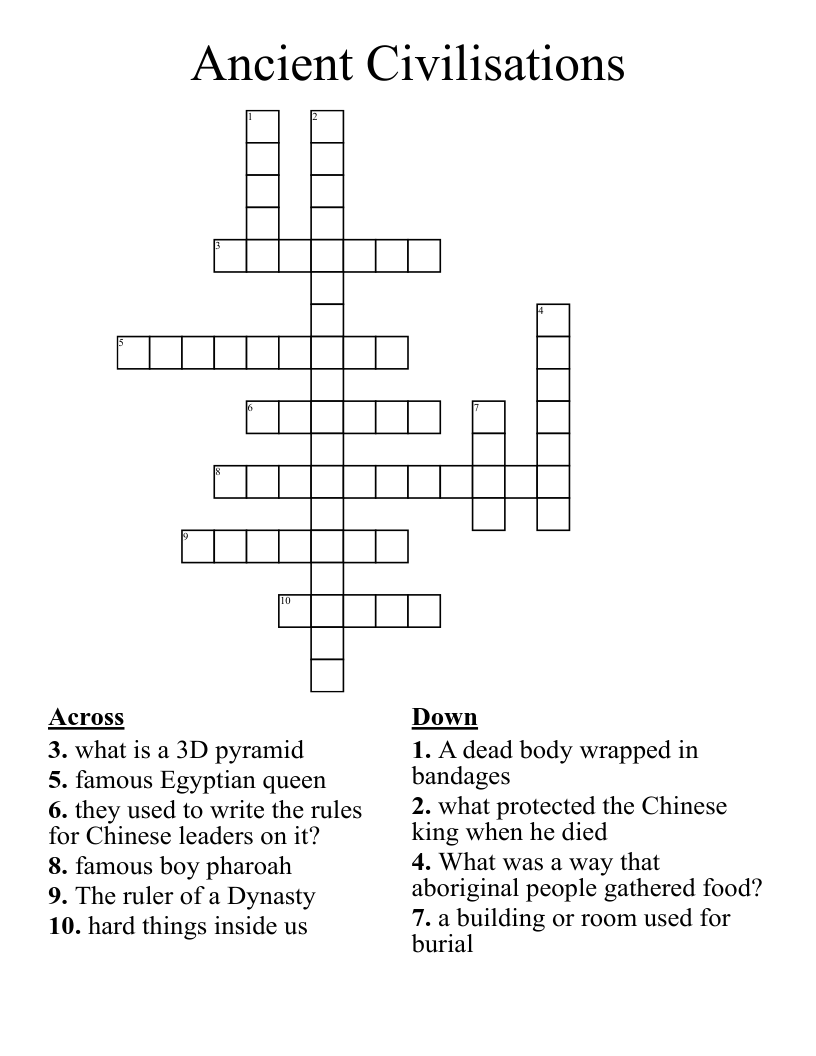 Ancient Civilisations  Crossword