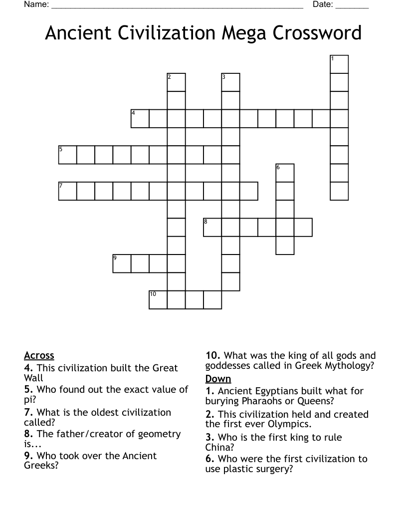 Ancient Civilization Mega Crossword 