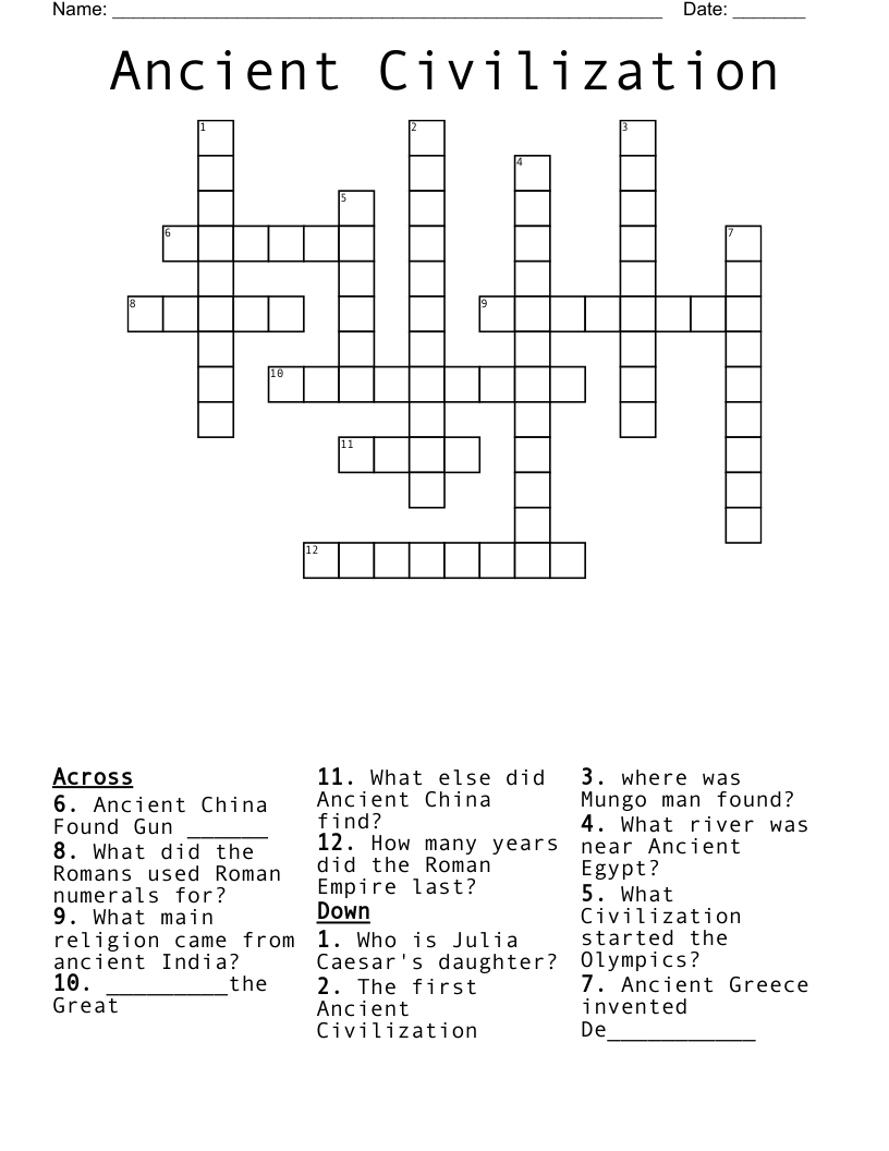 Ancient Civilization  Crossword