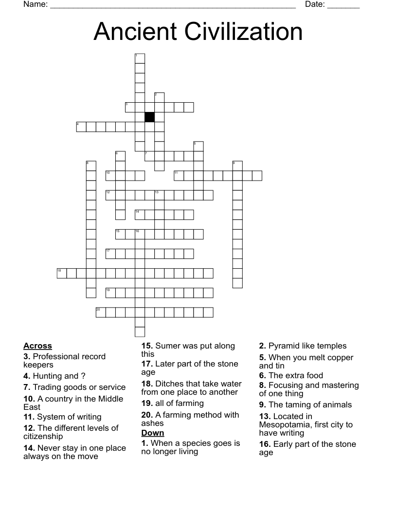 Ancient Civilization  Crossword