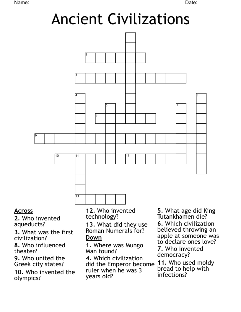 Ancient Civilizations Crossword
