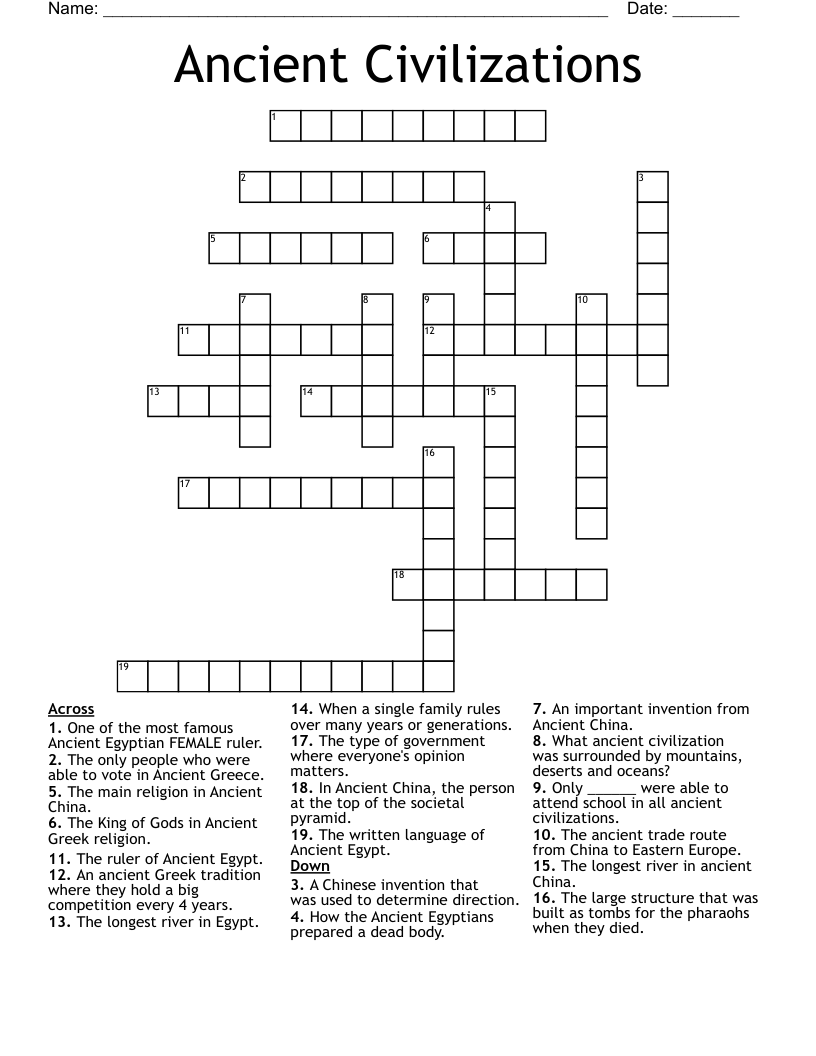 Ancient Civilizations Crossword