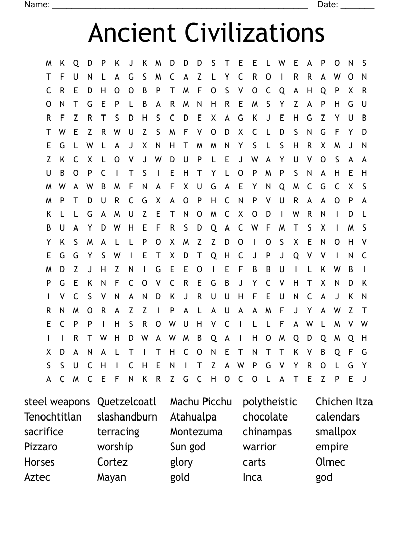 Ancient Civilizations Word Search