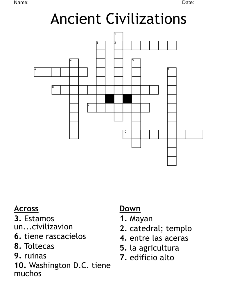 Ancient Civilizations Crossword