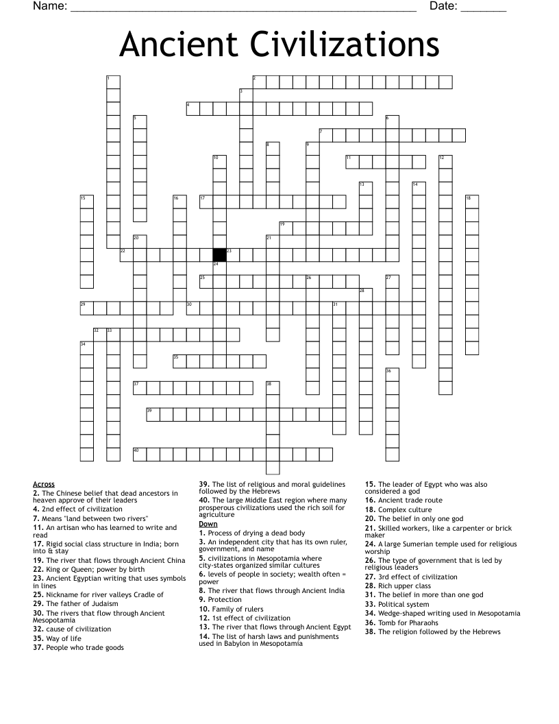 Ancient Civilizations Crossword
