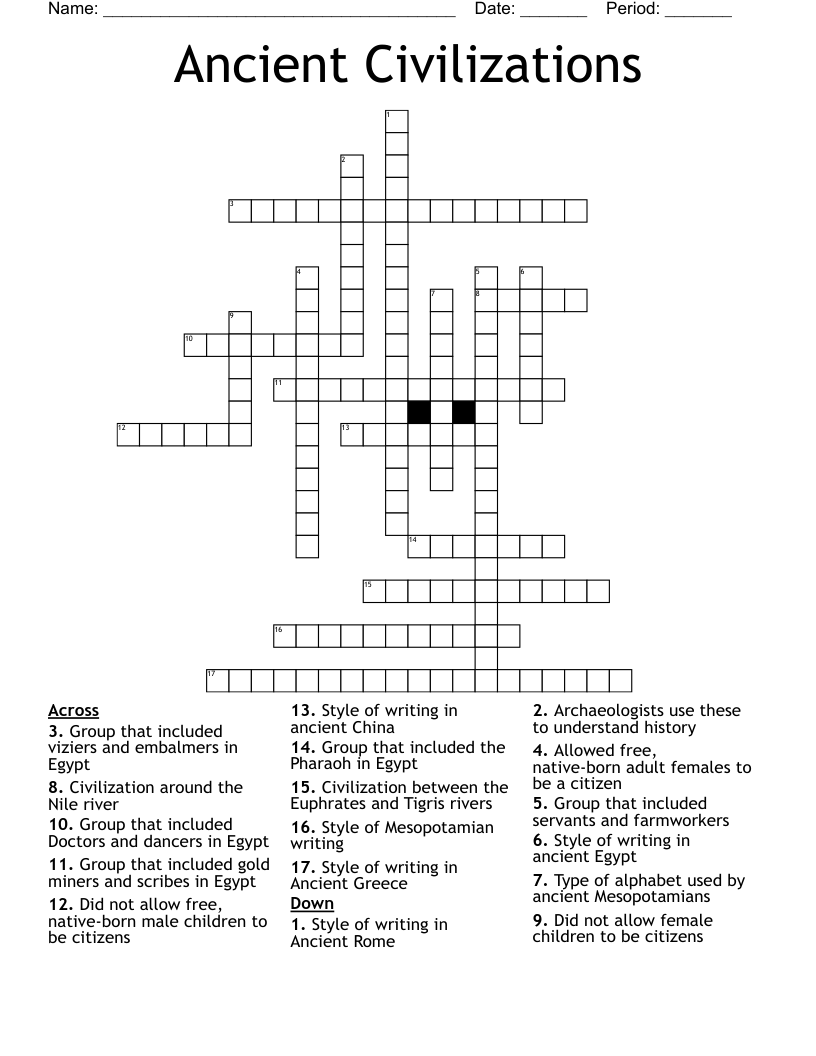Ancient Civilizations Crossword